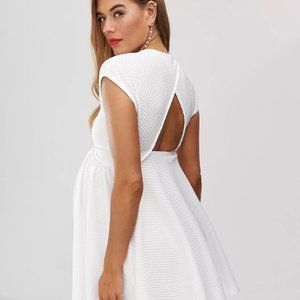 ASOS Skater Maternity Dress in White with Back Cutout NWT US10 UK14 EU42